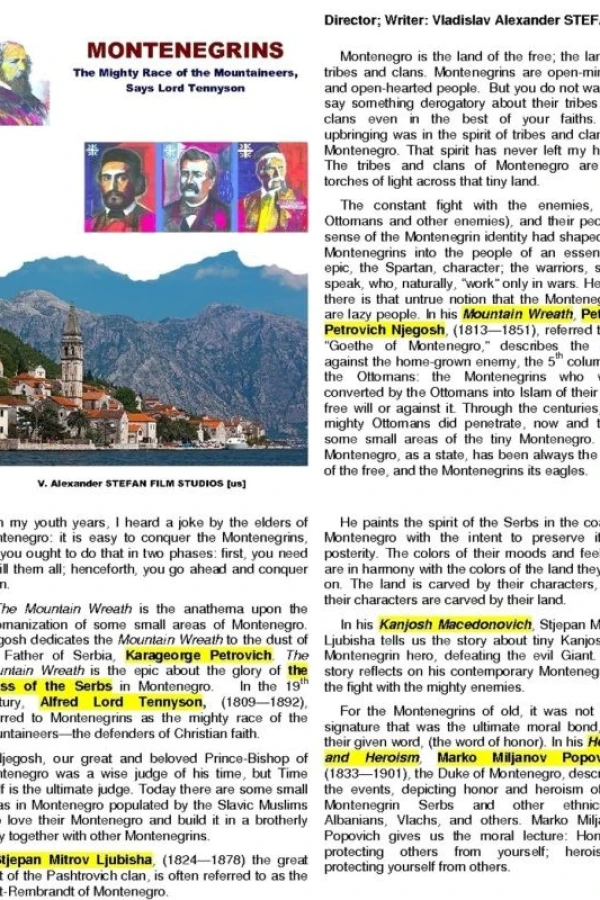 Montenegrins: The Mighty Race of the Mountaineers, Says Lord Tennyson Plakat