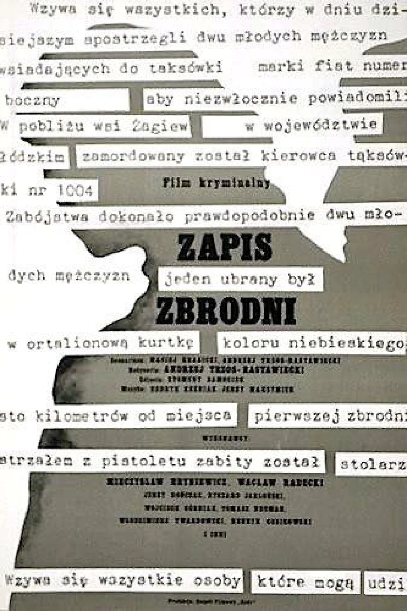 Zapis zbrodni Plakat