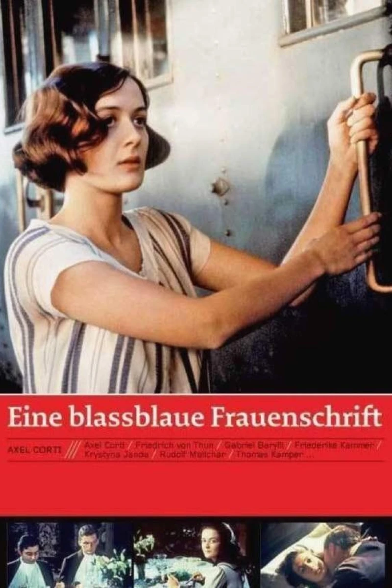 Eine blaßblaue Frauenschrift Plakat